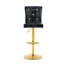 Ensemble de table de bar et de tabourets Modern, table de pub ronde en verre avec base en chrome doré et 2 tabourets de bar en cuir de polyuréthane gaufré crocodile noir avec hauteur réglable et pivotant, ensemble bistro Home Bar-130139287-130139290
