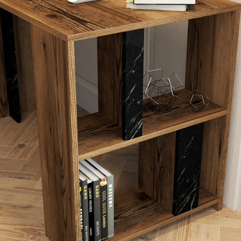 Modern Study Desk with Wall-Mount Option, Walnut & Black, 47.2 x 29.7 x 23.6 inches | 100% Melamine Coated Particle Board, Thickness: 0.7 inches | Multiple Shelves for Storage & Organization, Sleek Design for Home Office