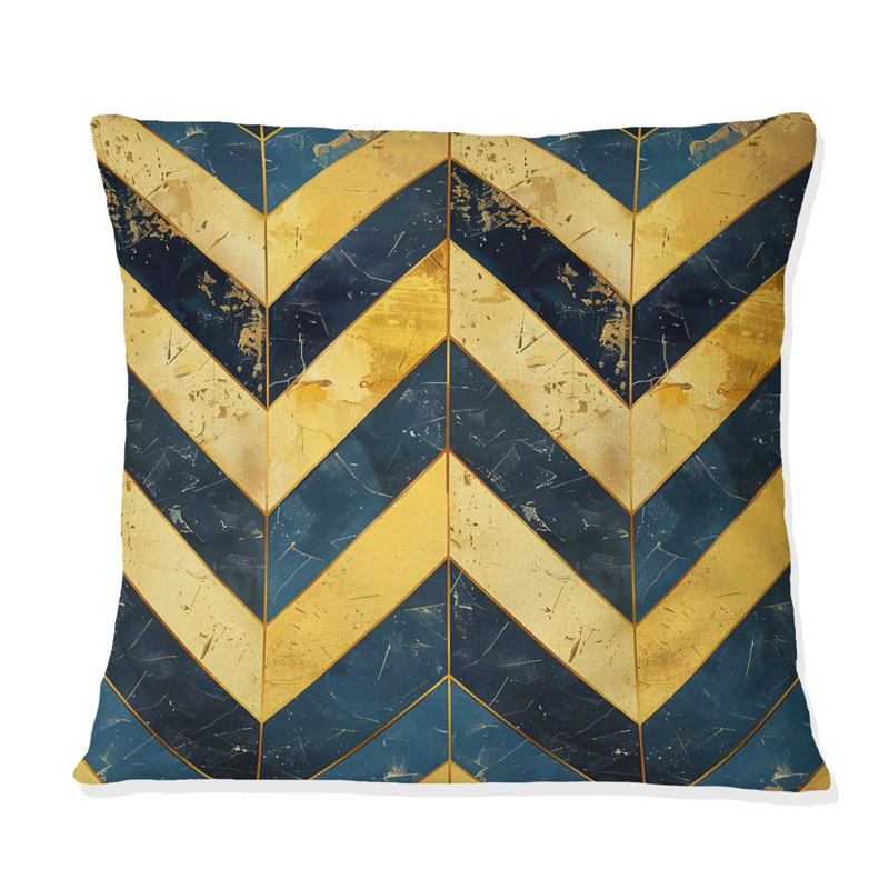 Coussin Blue Gold Glamour Chevron, H 16 po x l 16 po