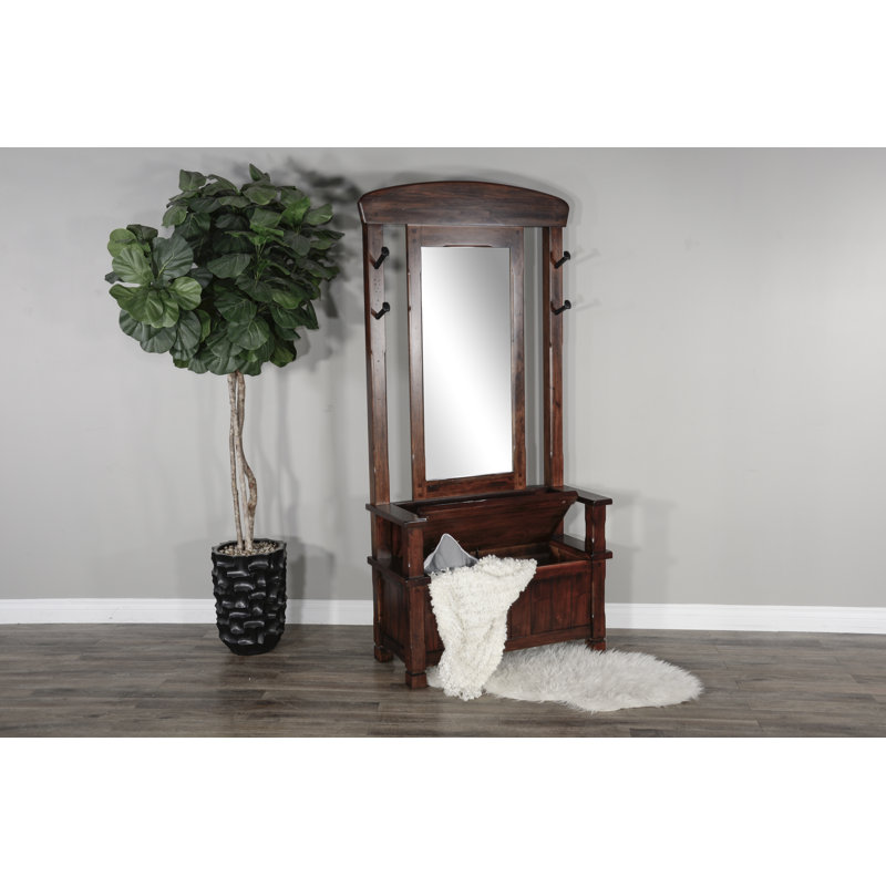Villepinte Hall Tree 38'' Wide with Bench, Dark Chocolate 