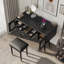 Table de maquillage de coiffeuse, port de charge, rangement spacieux, portes en verre, petite table et chaise noires: construction et esthétique-809186187
