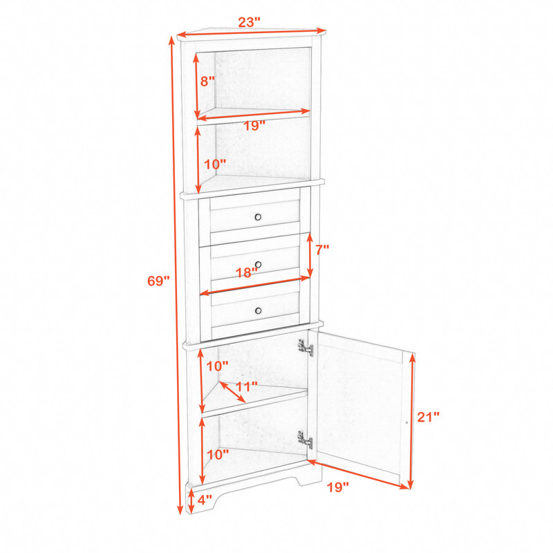 Zaviah Bathroom Cabinet, White