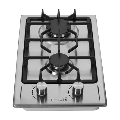 12 po Plaque de cuisson au gaz, plaque de cuisson au gaz en acier inoxydable, brûleurs au gaz convertible au gaz naturel / GPL, 2 plaques de cuisson au gaz, facile à nettoyer, brûleurs Sabaf d'origine italienne, protection contre les thermocouples Orkl