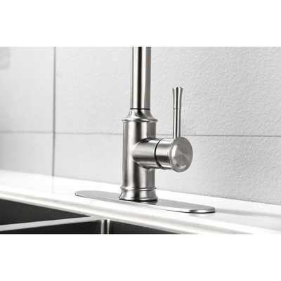 Robinet de cuisine en nickel brossé avec douchette rétractable, acier inoxydable, 3 modes de sortie, robinet coulissant en acier facile à nettoyer, nickel, buse rotative à 360 °, réglages de l'eau, élégant