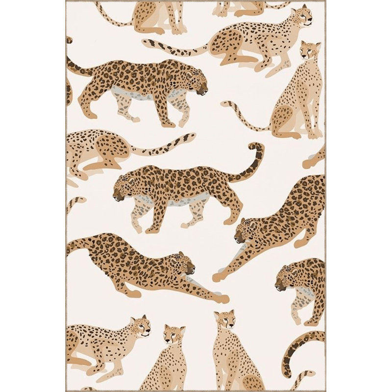 Tapis décoratif lavable à la machine Leopard, Rectangle 3 pi 3 po x 4 pi 11 po