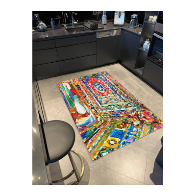 Room Themed Flowing Pattern Woven Base Decorative Machine Washable Rug