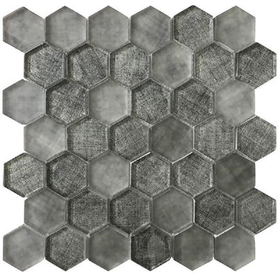 1.9" x 1.9" Glass Hexagon Mosaic Tile