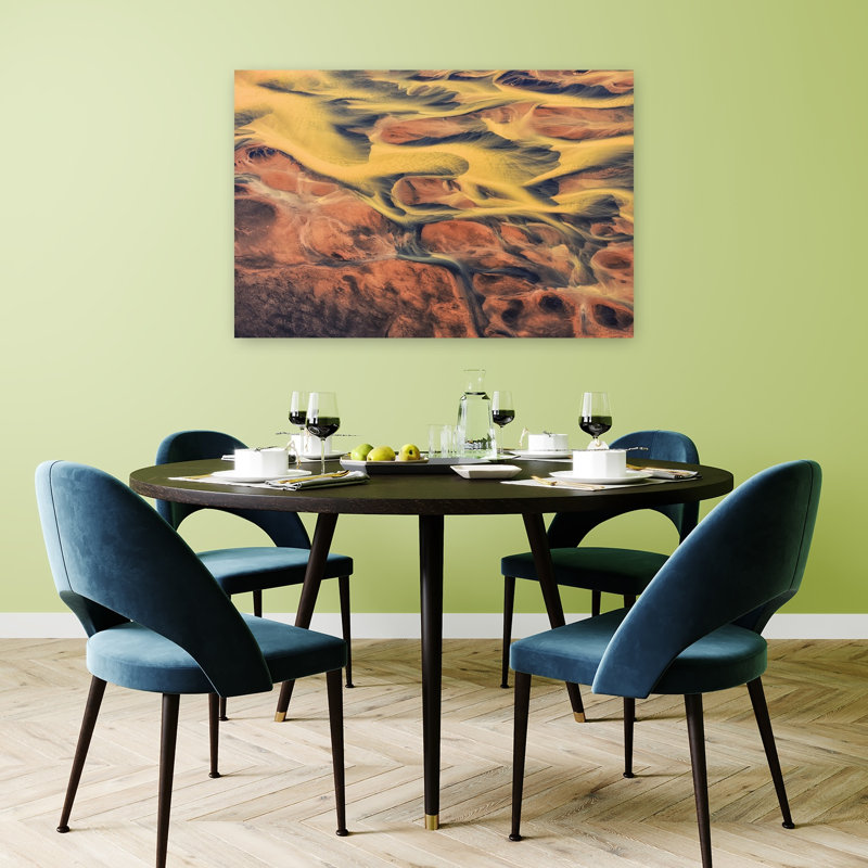 Motifs abstraits de rivière, paysage organique coloré abstrait, impression d'art mural nature, H 32 po x l 48 po
