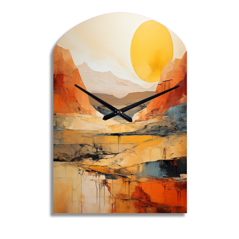 Horloge murale en métal «Bold Landscape Canyon Desert VII - Canyon», Moyenne