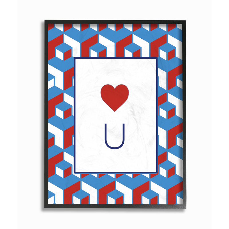 Motif cube love you, art encadré Renly, H 14 po x l 11 po x P 1,5 po