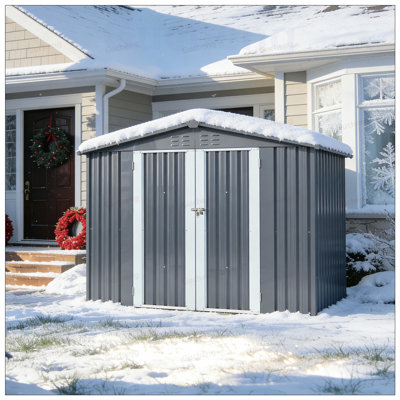 Durable Metal Storage Shed with Double Doors, Heavy-Duty Galvanized Steel for Secure Outdoor Storage