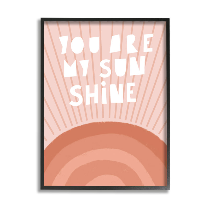 «My Sunshine Motivation», orange, rosé, arc-en-ciel, H 16 po x l 20 po, Giclée encadrée noir minuit