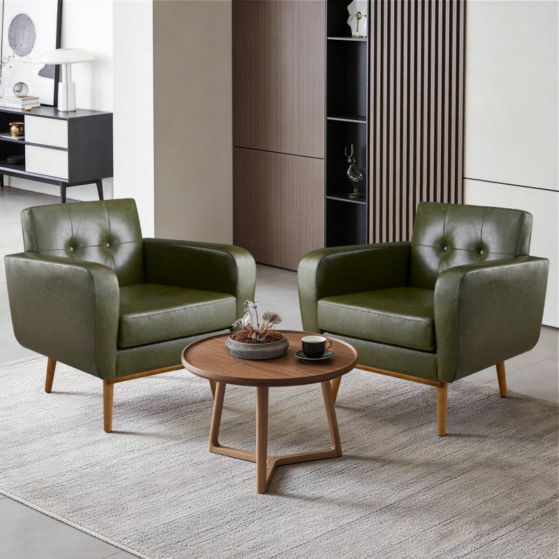 Faux Leather Armchair, Green Faux Leather