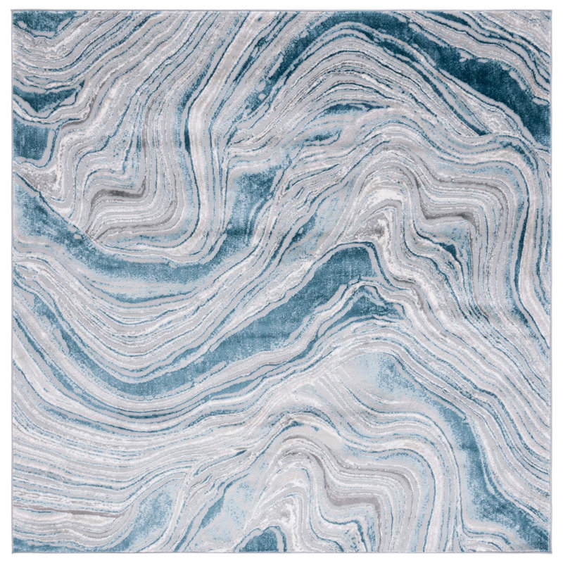 Meadow 500 Performance Abstract Rug, Square 6'7"