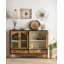 Buffet rustique vieilli avec portes et tiroirs en verre arqué