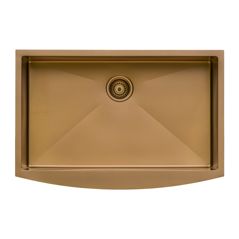 Terraza 33" L x 22" W Farmhouse Kitchen Sink with Sink Grid, Matte Bronze