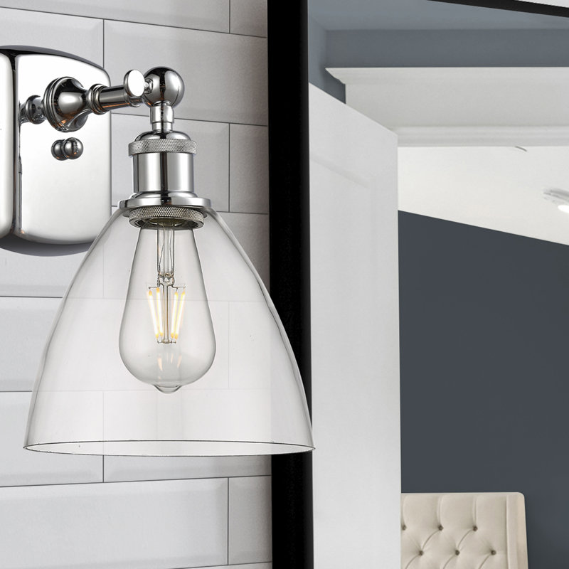 Shauna Armed Sconce, Incandescent, Clear, Polished Chrome