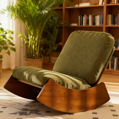 Rocking Chair Corduroy Fabric Upholstered Tall Back Glider Rocker Rocking Accent Chair Comfy Single Sofa Side Chair for Living Room Bedroom Hotel, Bed by Ebern Designs