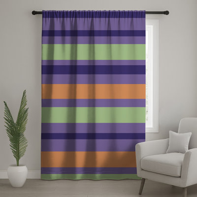 Horizontal Striped Pattern Window Curtains, Stripes Sheer & Blockout Curtains - 1 Panel