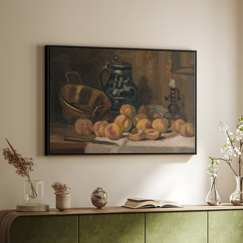 Botanique rétro - Lxxxi, Toile avec cadre flottant noir, H 17 po x l 25 po x P 2 po