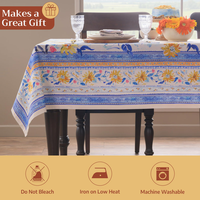 Maison d' Hermine Table Cloth Square Table 100% Cotton 60 x 60 Inches Tablecloth Reusable Decorative for Dining Room Farmhouse Home Valentines Day Decorations Spring Summer - Girassol