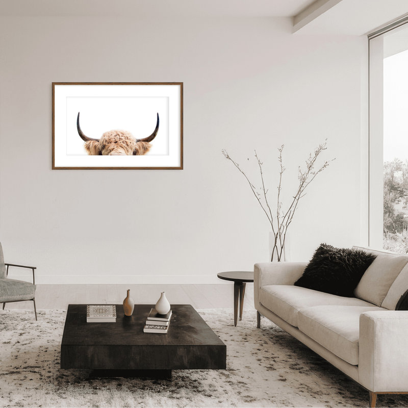 Nature Inspired Peeking Cow by  - Picture Frame Photograph on Paper, 24" H x 36" W x 1.5" D, Wrapped Canvas, Does Not Apply