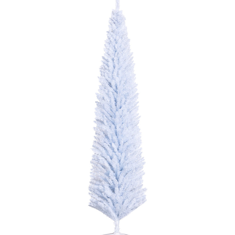 Arbre de Noël artificiel blanc 8 pi, 618 branches, ignifuge, facile à assembler, support 8 pi, blanc, assemblage, solide