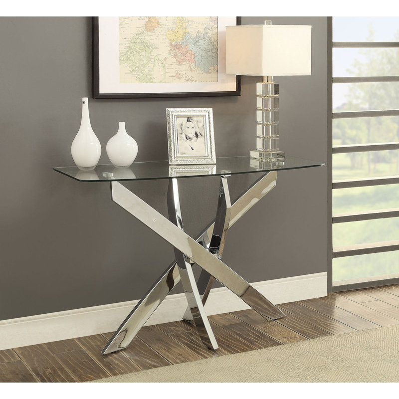 Table de canapé contemporaine l 44,6 po, chrome