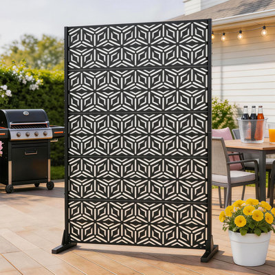 Paravent extérieur en métal à découpes en forme de flocons de neige H 6 pi x l 3,6 pi pour terrasse de jardin