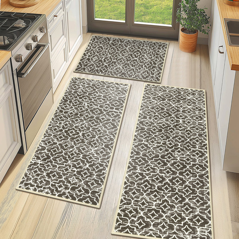Machine Washable Non-Slip Kitchen Mat, Brown