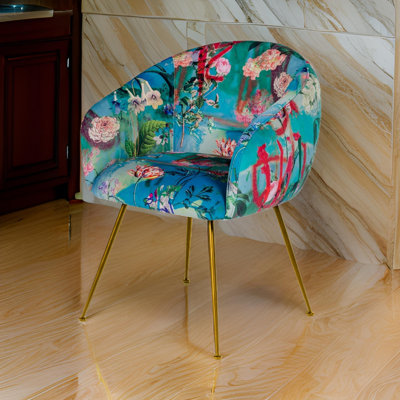 Yuli 19'' H Velvet Upholstered Metal Armchair
