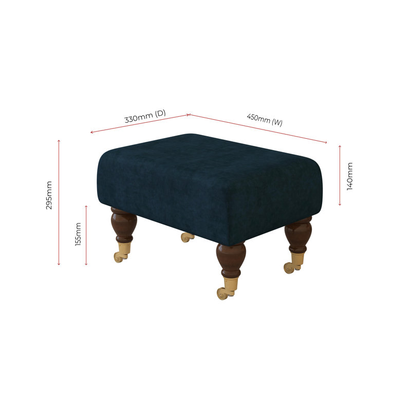 Autryville Wood Caster Leg - Plush, Mahogany, Indigo Dark Blue, Velvet