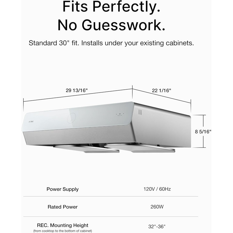 Hotte de cuisine FOTILE 36 po à installer sous une armoire, avec éclairage DEL et deux moteurs à courant alternatif, débit de 850 pi³/min