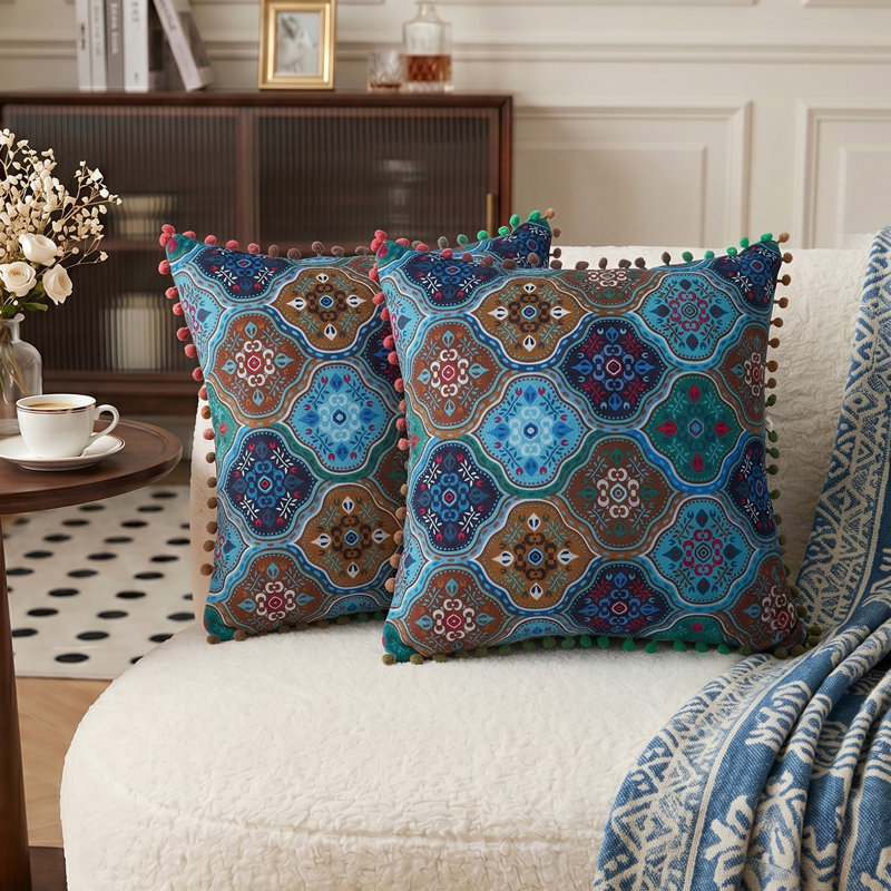Cushion, Blue/Brown