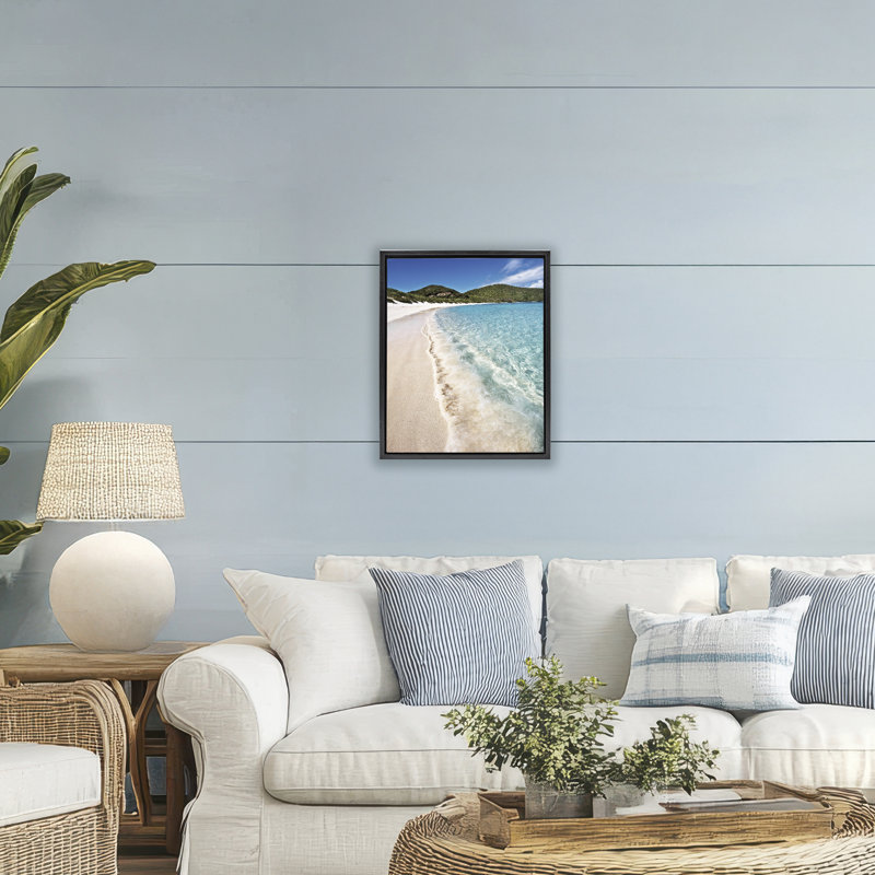 Cadre flottant Caribbean Beach Coast, design par Seven Trees Design, Cadre flottant noir de jais, H 21 po x l 17 po