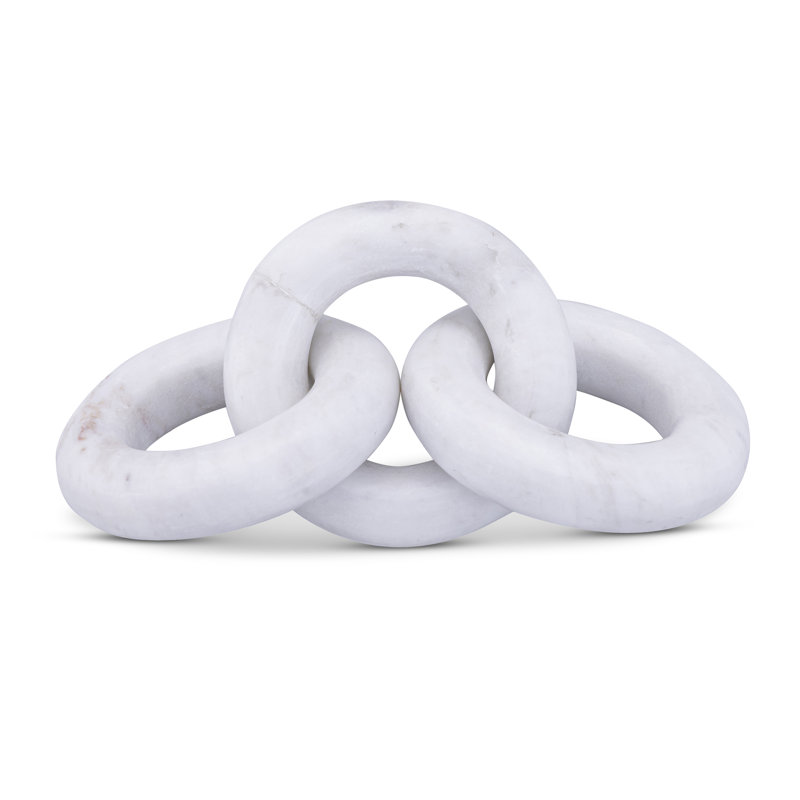 Rings Marble Decorative Object, White