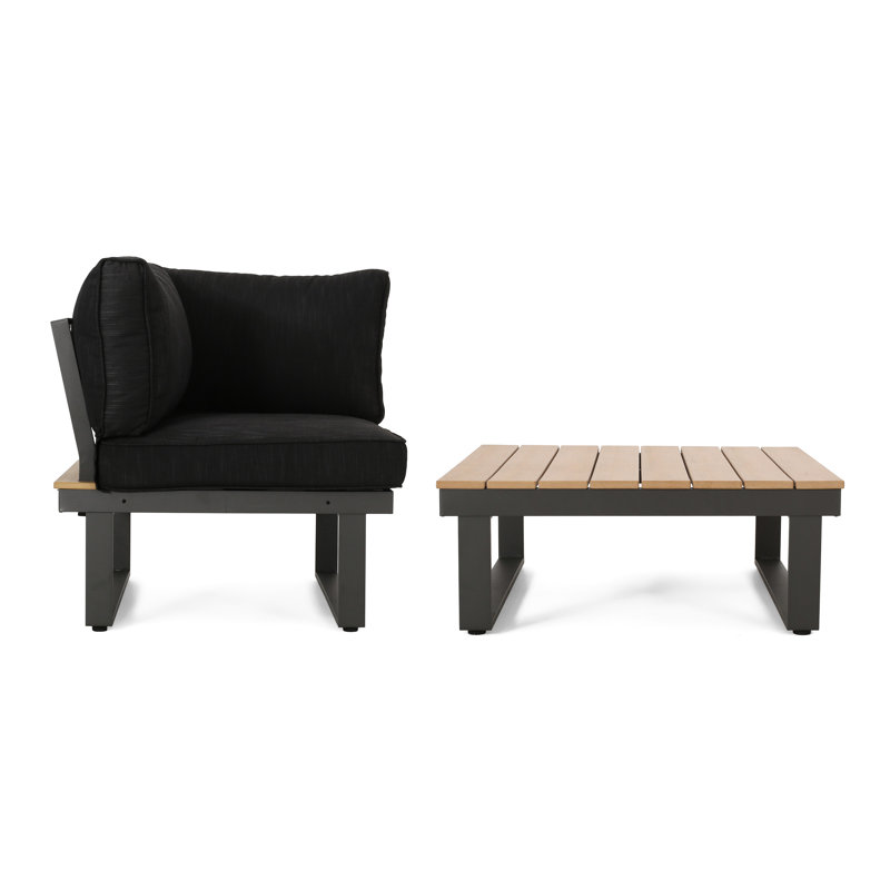 Outdoor Furniture With Aluminum Structure And Faux Wood Accents - Dark Grey Color Construction In
