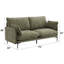 Canapé en tissu vert Dalton avec 2 coussins (coussin compressé)