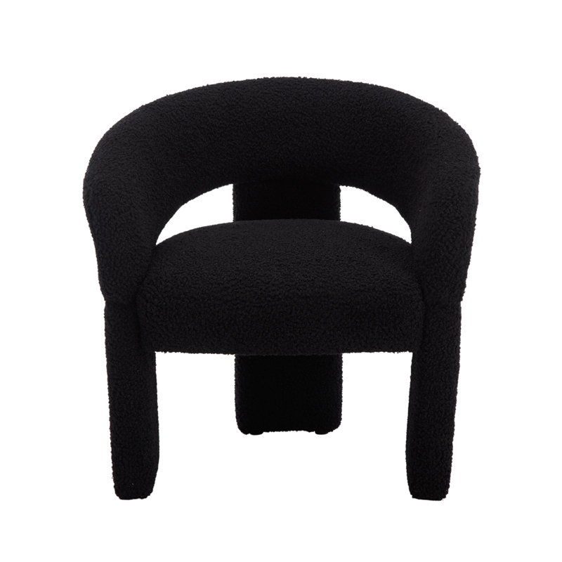 Mid Century Modern Accent Chairs Round Barrel  Armchairs Comfy Upholstered Lounge Chairs For Living Room, Black