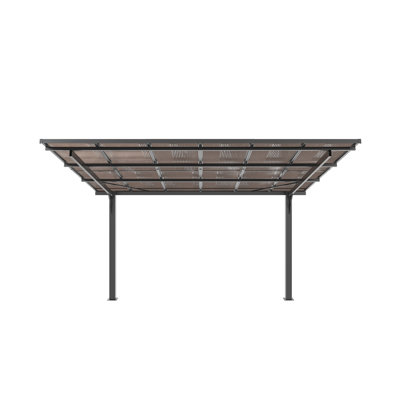 10x12 FT Galvanized Steel Carport with Sloped PC Roof Canopy, Black