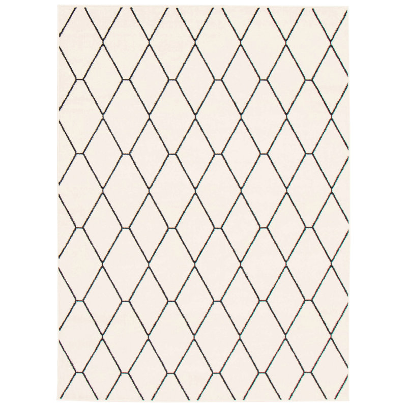 Tapis blanc / bleu marine Esliabeth, Rectangle 7 pi 10 po x 10 pi 2 po