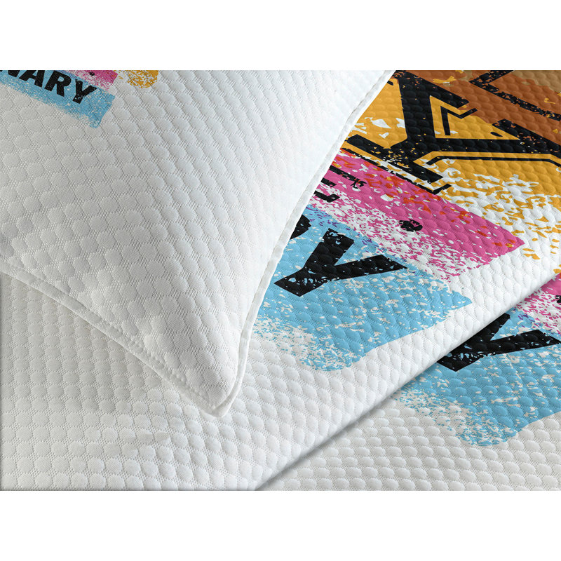 Ambesonne Joy Bedspread Set  Inspirational Words Bird  Multicolor, King Coverlet / Bedspread + 2 Standard Shams