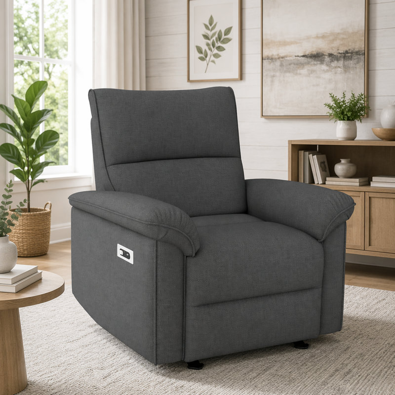 Fauteuil inclinable électrique Wall Wall, Tissu velours flocon de neige, Gris foncé