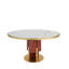 Table de salle à manger de 53 po en pierre frittée ronde pour 6 à 8 personnes, piédestal en bois massif et support en acier au carbone lourd, pré-assemblé-138528357-138528354