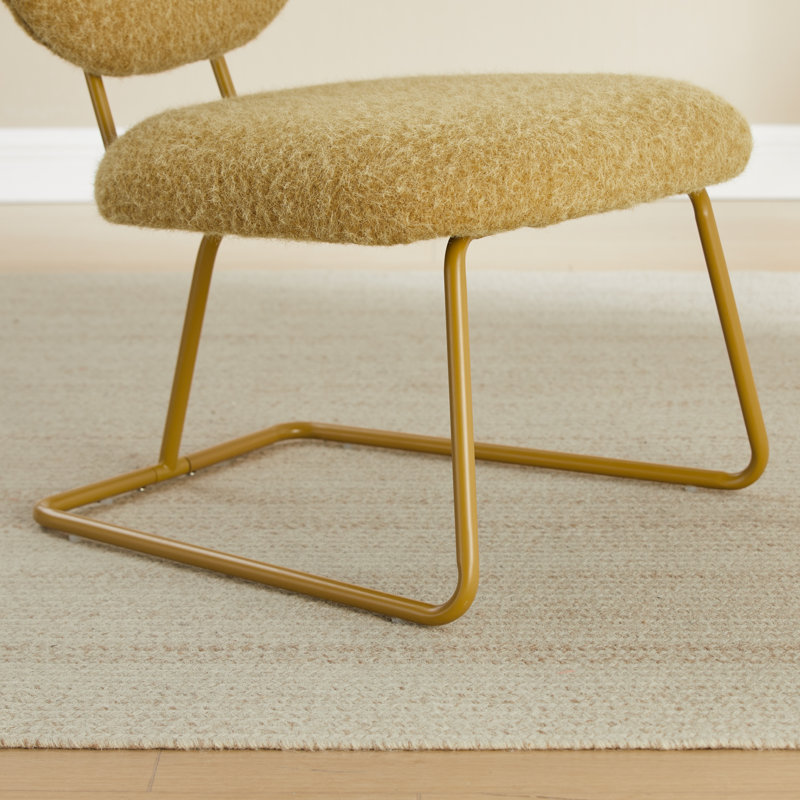 Striking Armless Accent Chair, Yellow Polyester