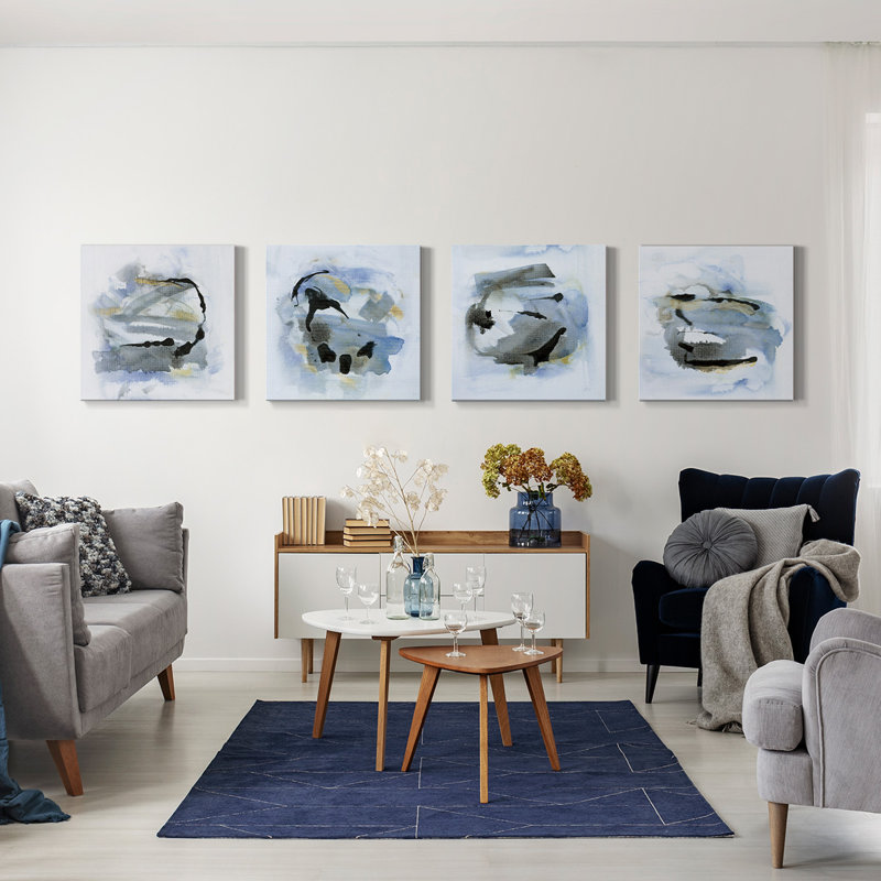 Renditions Gallery - Ensemble de 4 reproductions d'art sur toile encadrées, H 24 po x l 24 po x P 4,5 po