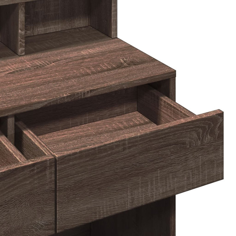 Dressing Table With LED 80X41x134.5 Cm, Brown Oak