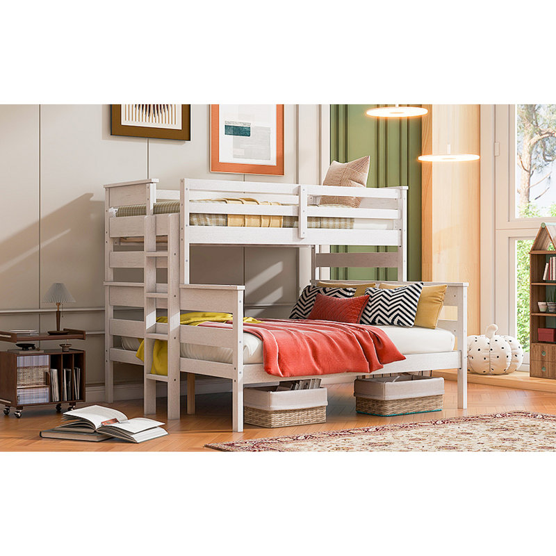 Lit superposé en bois avec échelle, White