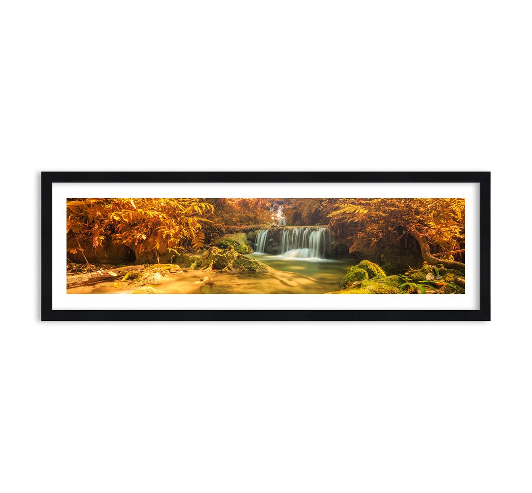 Gerahmtes Leinwandbild - Fotografie â€žForest Cascade in Goldâ€�