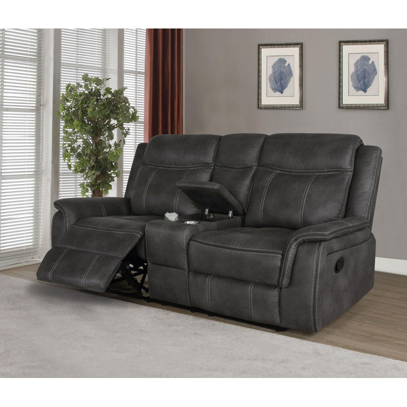 Causeuse inclinable rembourrée avec accoudoirs rembourrés gris anthracite, Similicuir noir